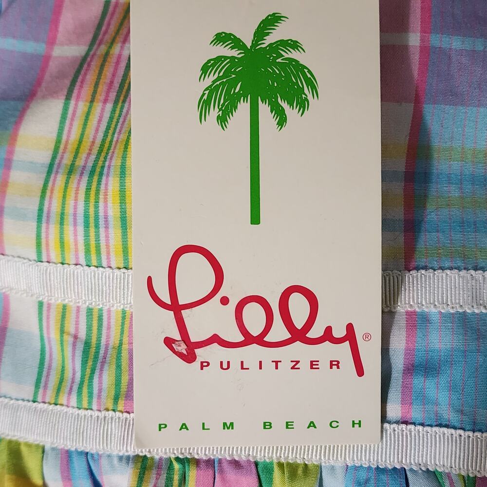 Vintage Lilly Pulitzer Girls 2T Madras Plaid Bow Shoulder Dress NWT - Picture 3 of 10